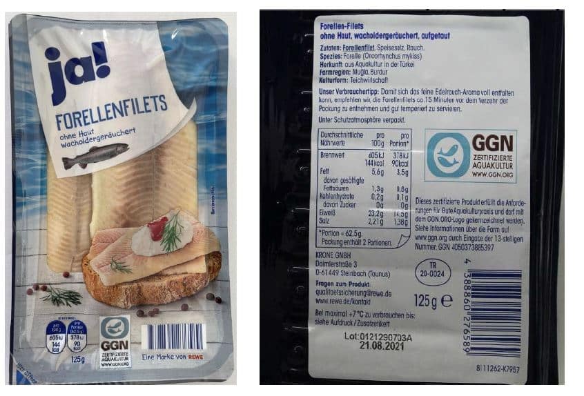 Dringender Rückruf von Forellen Filets