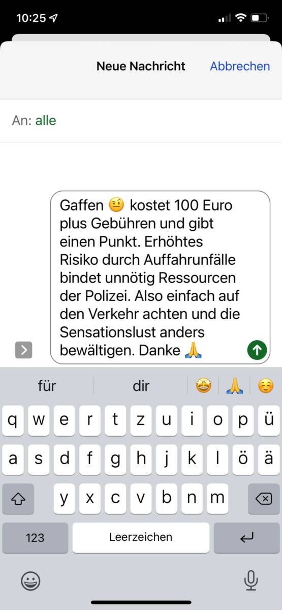 Botschaft der Dortmunder Polizei an Gaffer. Foto: PP Dortmund