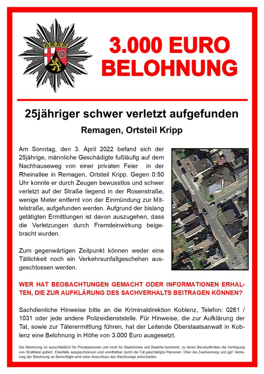 Öffentlichkeitsfahndung mit Auslobung