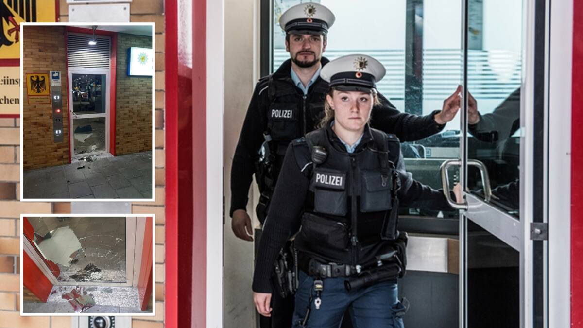 Bundespolizisten verlassen die Wache am Münchner Hauptbahnhof.