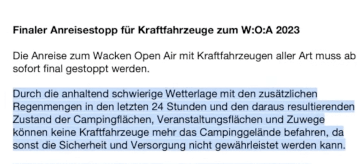 Wacken Meldung Unwetter