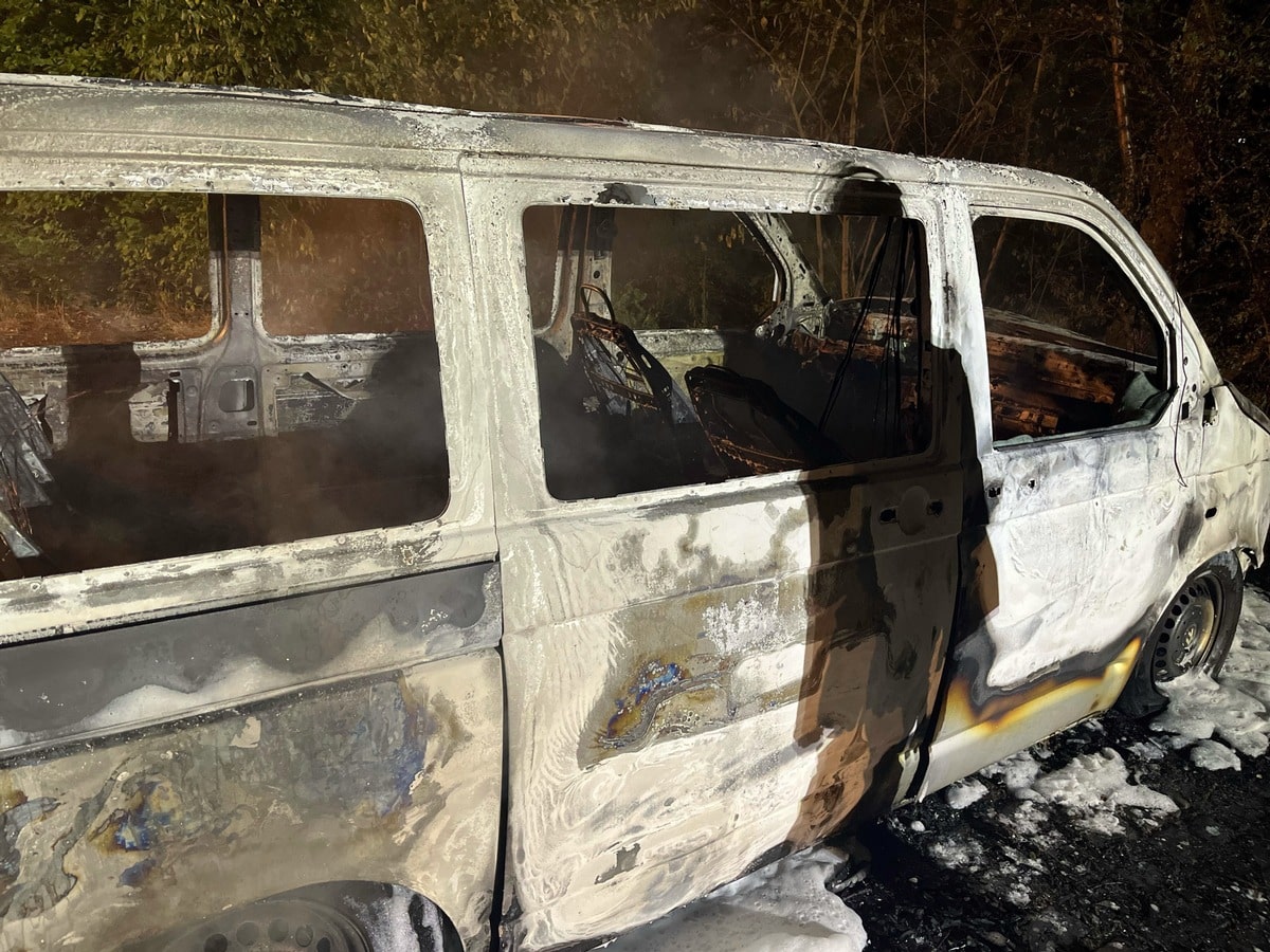 Kriminalpolizei Transporter in Brand