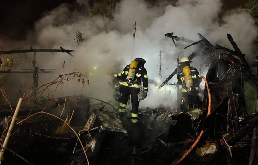 Feuerwehr, brand gartenhütte