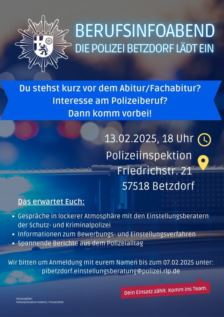 Berufsinfoabend bei der Polizei Betzdorf