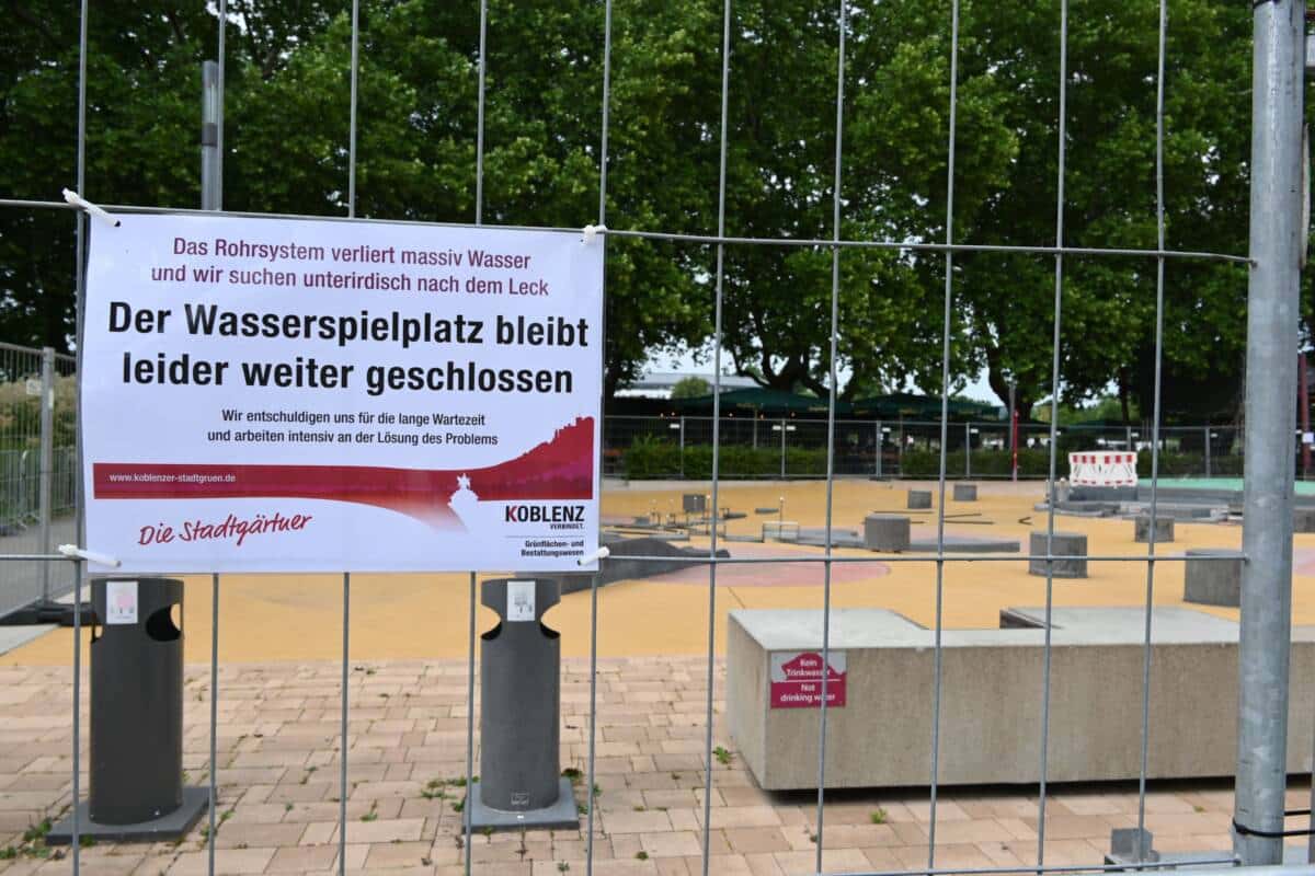 Wasserspielplatz Deutsches Eck geschlossen