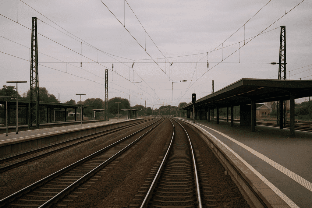 Bahnstation bei grauem Himmel