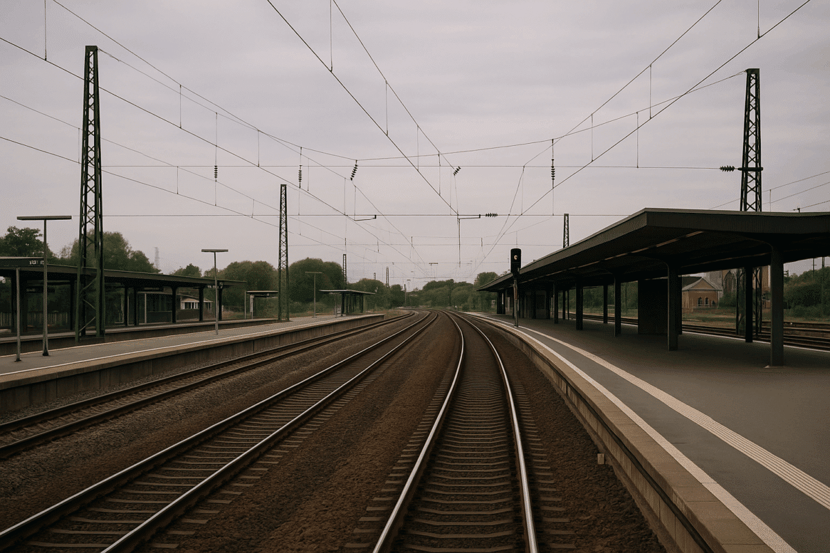 Bahnstation bei grauem Himmel