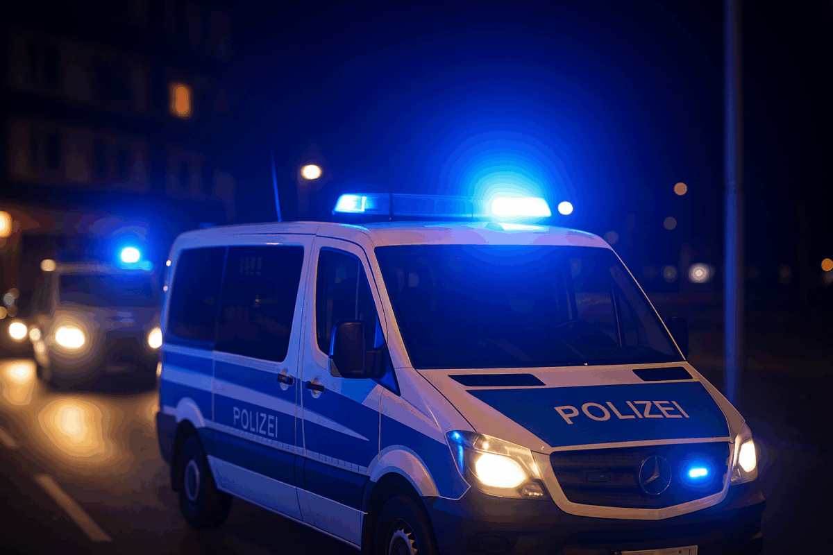 Polizei Van im nächtlichen Einsatz