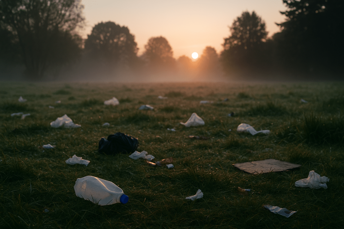 Müll auf Wiese