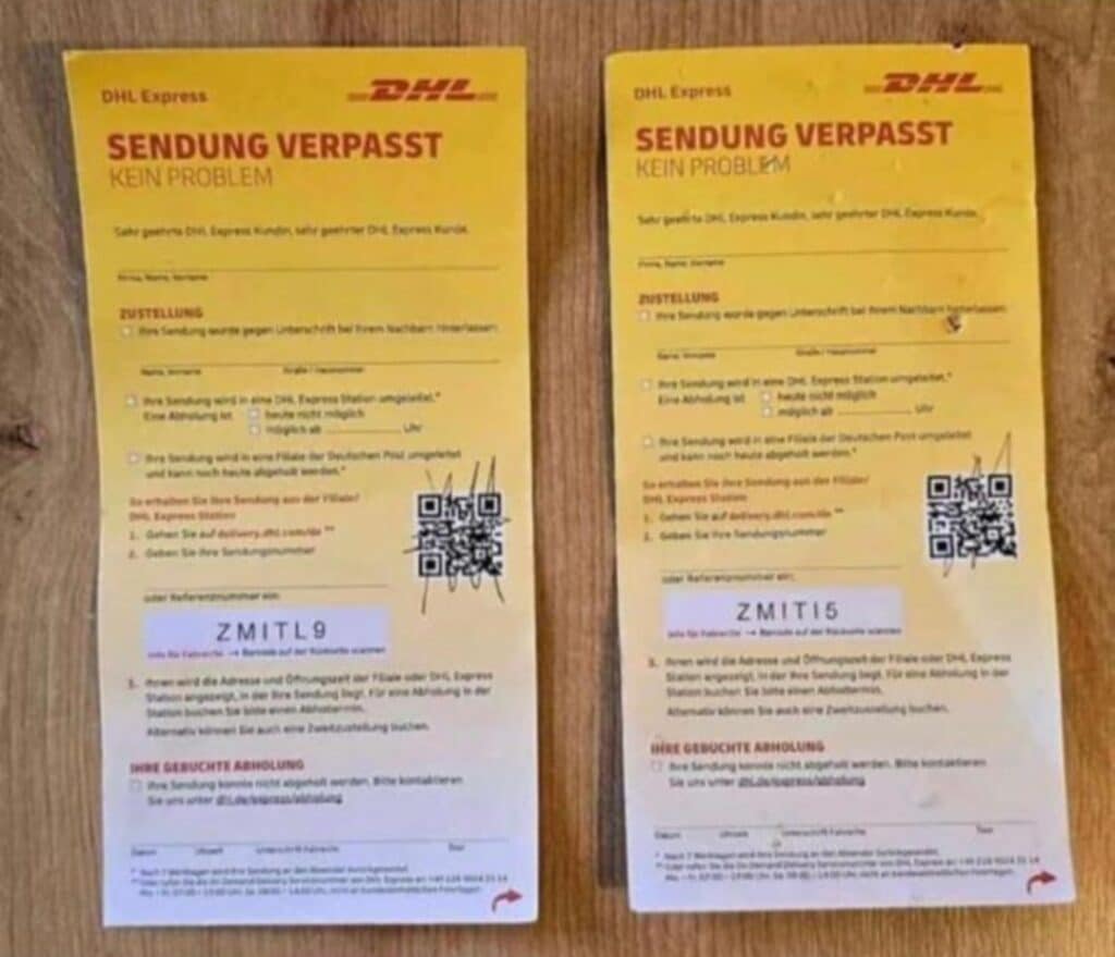 gefälschte Zustellbenachrichtigungen