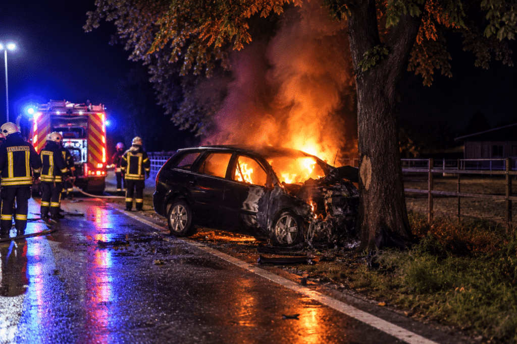 Auto Baum Feuer Brand