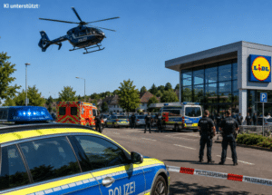Schuss vor Lidl – Maskierter Täter schießt auf fahrendes Auto