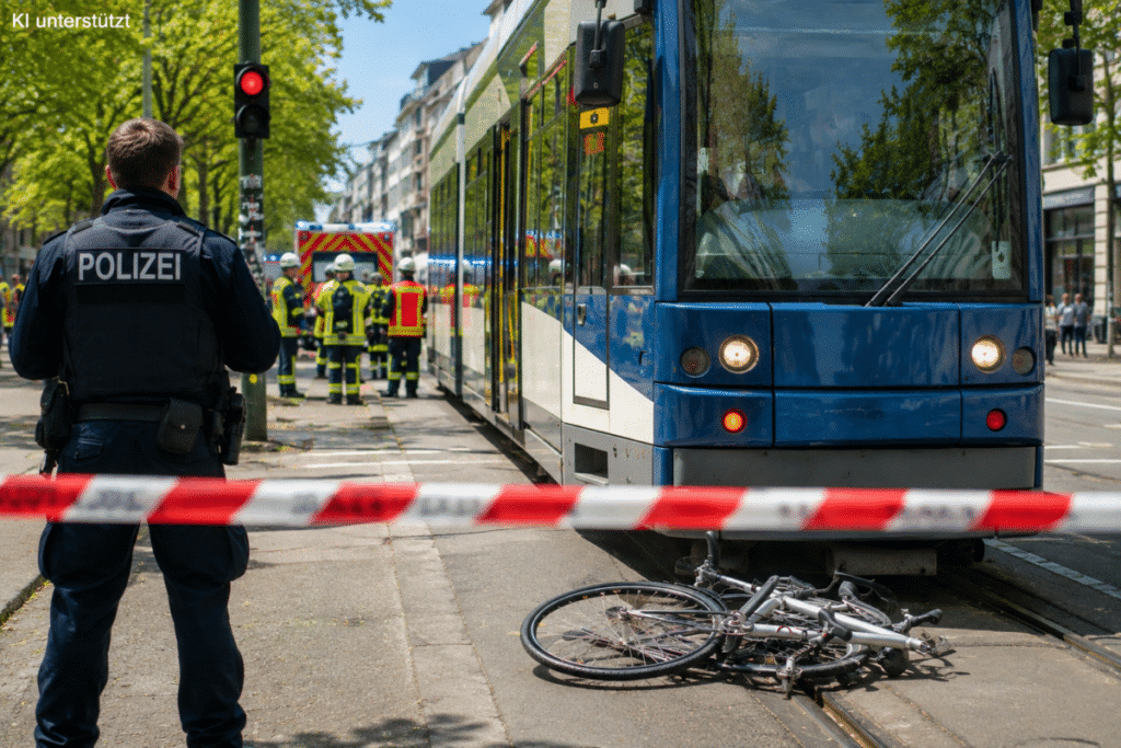 Radfahrer von Straßenbahn erfasst