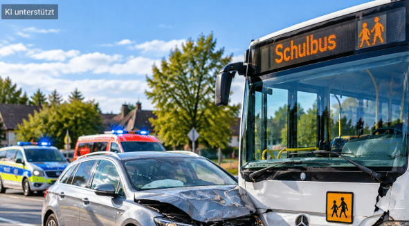 Unfall mit Schulbus in Langenbach