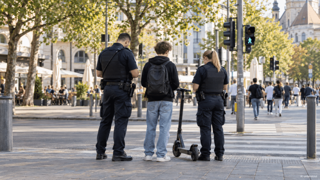 Polizeikontrolle in der Innenstadt
