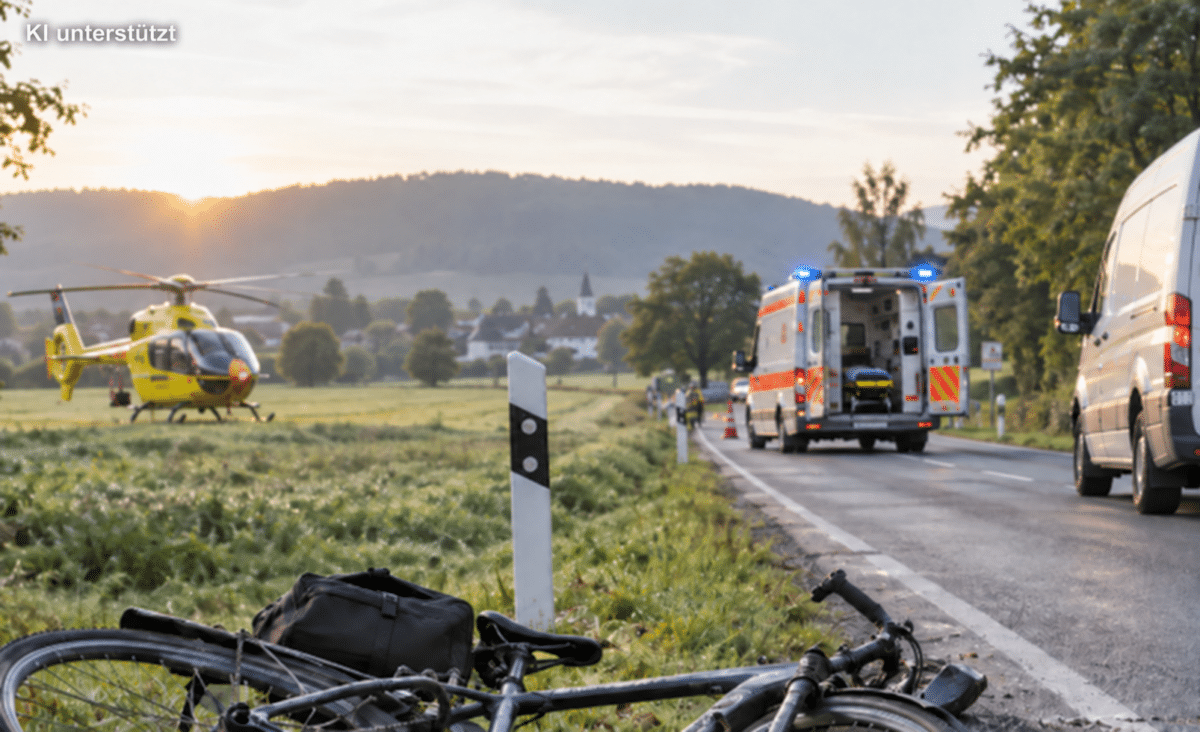 Radfahrer bei Unfall auf L3076 lebensgefährlich verletzt