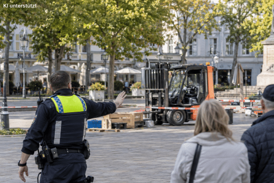 Gabelstapler erfasst Passantin auf dem Luisenplatz in Neuwied