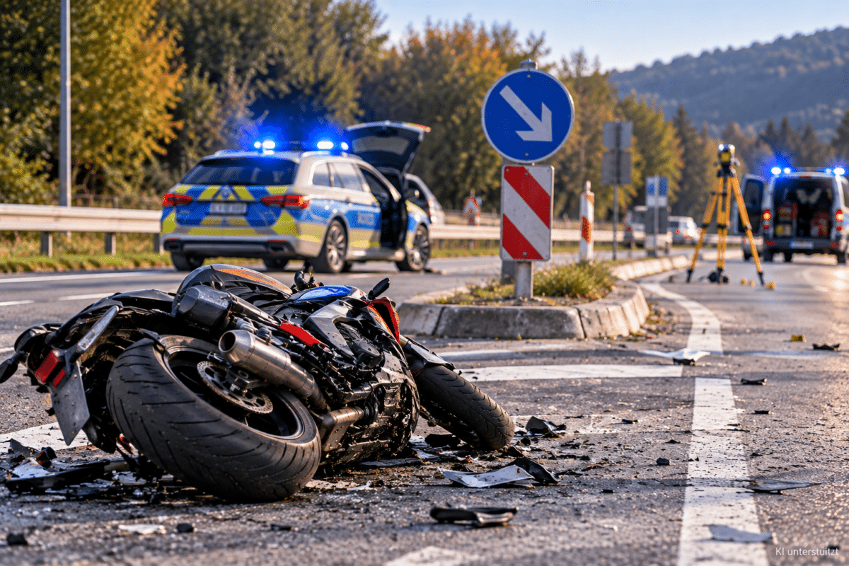 Motorradunfall B260 Fachbach