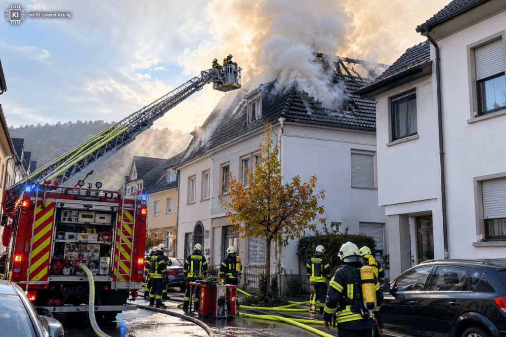 Feuerwehreinsatz am rauchenden Dachstuhl
