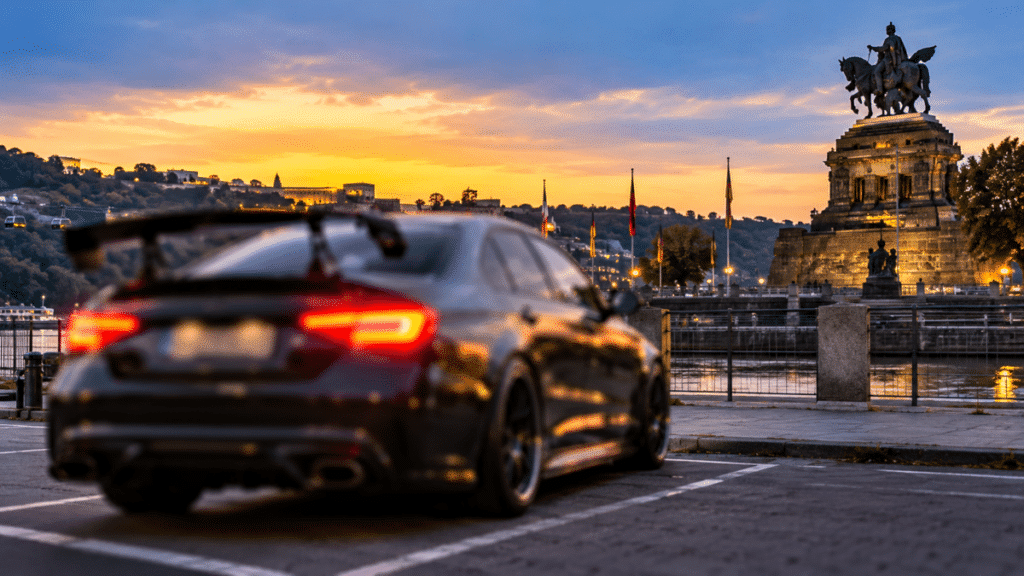 Getunter Sportwagen am Deutschen Eck