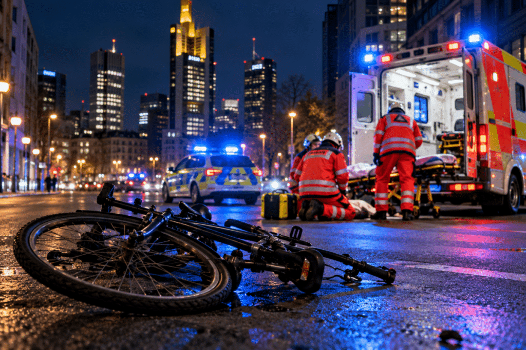 Nächtlicher Fahrradunfall im Stadtzentrum