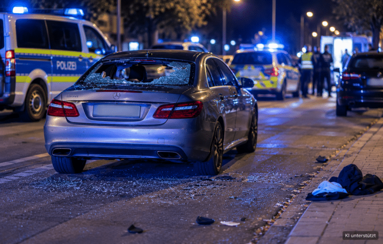 Auto rast in Menschengruppe Neustadt am Rübenberge